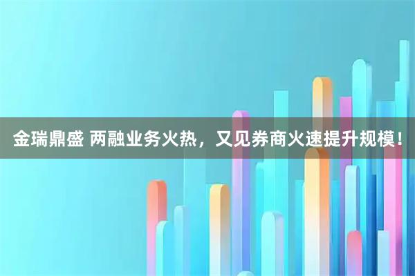金瑞鼎盛 两融业务火热，又见券商火速提升规模！