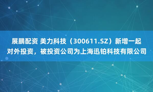 展鵬配资 美力科技（300611.SZ）新增一起对外投资，被投资公司为上海迅铂科技有限公司
