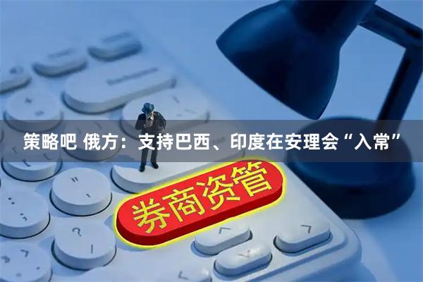 策略吧 俄方：支持巴西、印度在安理会“入常”